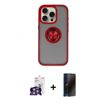 MARSİLYAN™- iPhone 16 Pro Max Kılıf Yörünge Çizgi - Siyah 3D Antistatik Hayalet Cam Ekran Koruyucu + Bilvis Titan Kamera Lens - GS