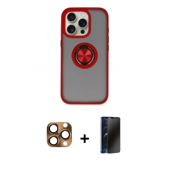 MARSİLYAN™- iPhone 16 Pro Max Kılıf Yörünge Çizgi - Siyah 3D Antistatik Hayalet Cam Ekran Koruyucu + Pers Alüminyum Kamera Lens - CLTM