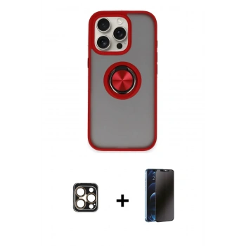 MARSİLYAN™- iPhone 16 Pro Max Kılıf Yörünge Çizgi - Siyah 3D Antistatik Hayalet Cam Ekran Koruyucu + PVD Metal Kamera Lens - GD