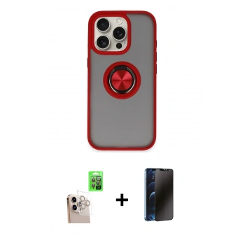MARSİLYAN™- iPhone 16 Pro Max Kılıf Yörünge Çizgi - Siyah 3D Antistatik Hayalet Cam Ekran Koruyucu + Raze Metal Kamera Lens - NLGY