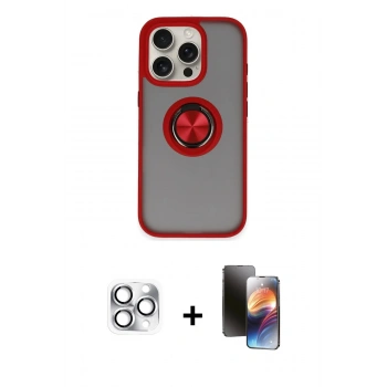 MARSİLYAN™- iPhone 16 Pro Max Kılıf Yörünge Çizgi - Siyah 3D Antistatik Mat Seramik Nano Ekran Koruyucu + Pers Alüminyum Kamera Lens - GS