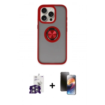MARSİLYAN™- iPhone 16 Pro Max Kılıf Yörünge Çizgi - Siyah 3D Antistatik Mat Seramik Nano Ekran Koruyucu + Bilvis Titan Kamera Lens - GS