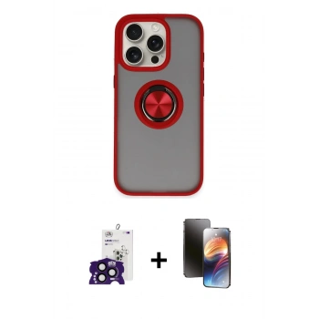 MARSİLYAN™- iPhone 16 Pro Max Kılıf Yörünge Çizgi - Siyah 3D Antistatik Mat Seramik Nano Ekran Koruyucu + Bilvis Titan Kamera Lens - SH