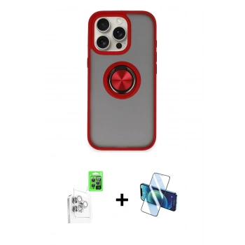 MARSİLYAN™- iPhone 16 Pro Max Kılıf Yörünge Çizgi - Siyah 3D Antistatik Seramik Nano Ekran Koruyucu + Raze Metal Kamera Lens - BZ