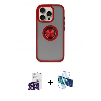 MARSİLYAN™- iPhone 16 Pro Max Kılıf Yörünge Çizgi - Siyah 3D Antistatik Seramik Nano Ekran Koruyucu + Bilvis Titan Kamera Lens - SH