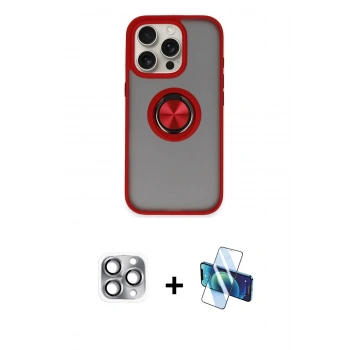 MARSİLYAN™- iPhone 16 Pro Max Kılıf Yörünge Çizgi - Siyah 3D Antistatik Seramik Nano Ekran Koruyucu + Pers Alüminyum Kamera Lens - GI