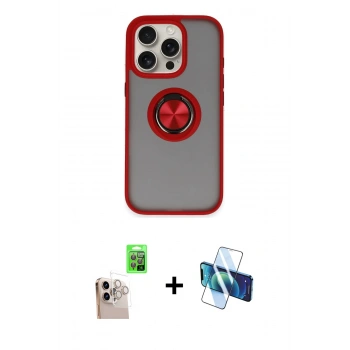 MARSİLYAN™- iPhone 16 Pro Max Kılıf Yörünge Çizgi - Siyah 3D Antistatik Seramik Nano Ekran Koruyucu + Raze Metal Kamera Lens - NLGY