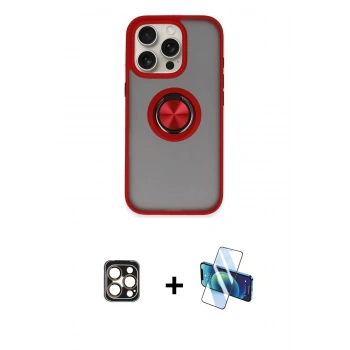 MARSİLYAN™- iPhone 16 Pro Max Kılıf Yörünge Çizgi - Siyah 3D Antistatik Seramik Nano Ekran Koruyucu + PVD Metal Kamera Lens - GD