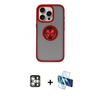 MARSİLYAN™- iPhone 16 Pro Max Kılıf Yörünge Çizgi - Siyah 3D Antistatik Seramik Nano Ekran Koruyucu + PVD Metal Kamera Lens - GS
