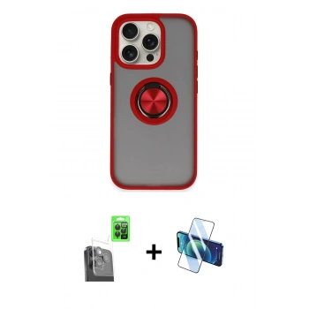 MARSİLYAN™- iPhone 16 Pro Max Kılıf Yörünge Çizgi - Siyah 3D Antistatik Seramik Nano Ekran Koruyucu + Raze Metal Kamera Lens - SH