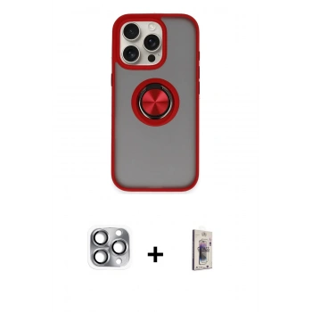 MARSİLYAN™- iPhone 16 Pro Max Kılıf Yörünge Çizgi - Siyah Bilvis 3D Cam Ekran Koruyucu + Pers Alüminyum Kamera Lens - GI