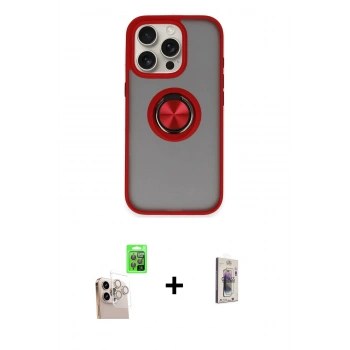 MARSİLYAN™- iPhone 16 Pro Max Kılıf Yörünge Çizgi - Siyah Bilvis 3D Cam Ekran Koruyucu + Raze Metal Kamera Lens - NLGY