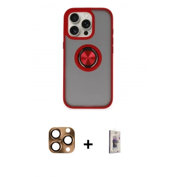 MARSİLYAN™- iPhone 16 Pro Max Kılıf Yörünge Çizgi - Siyah Bilvis 3D Cam Ekran Koruyucu + Pers Alüminyum Kamera Lens - CLTM