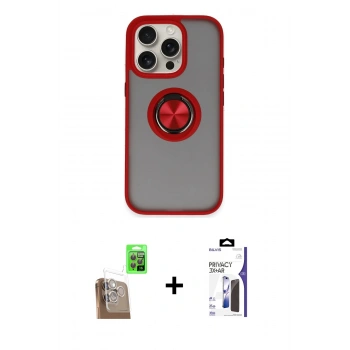 MARSİLYAN™- iPhone 16 Pro Max Kılıf Yörünge Çizgi - Siyah Bilvis 3X AR Hayalet Cam Ekran Koruyucu + Raze Metal Kamera Lens - CLTM