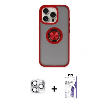 MARSİLYAN™- iPhone 16 Pro Max Kılıf Yörünge Çizgi - Siyah Bilvis 3X AR HD Cam Ekran Koruyucu + Pers Alüminyum Kamera Lens - GS