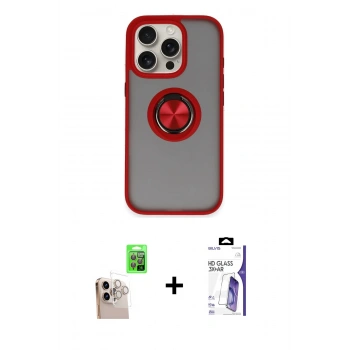 MARSİLYAN™- iPhone 16 Pro Max Kılıf Yörünge Çizgi - Siyah Bilvis 3X AR HD Cam Ekran Koruyucu + Raze Metal Kamera Lens - NLGY