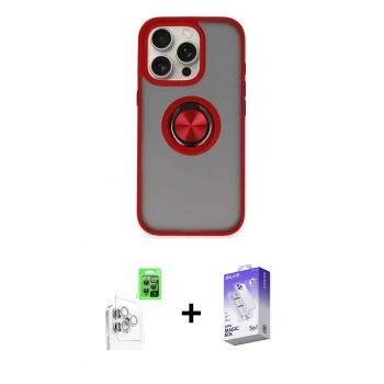 MARSİLYAN™- iPhone 16 Pro Max Kılıf Yörünge Çizgi - Siyah Bilvis 5in1 3D Magic Cam Ekran Koruyucu + Raze Metal Kamera Lens - BZ