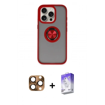 MARSİLYAN™- iPhone 16 Pro Max Kılıf Yörünge Çizgi - Siyah Bilvis 5in1 3D Magic Cam Ekran Koruyucu + Pers Alüminyum Kamera Lens - CLTM
