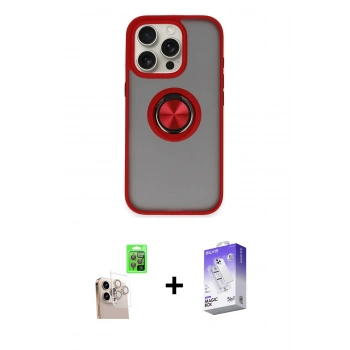 MARSİLYAN™- iPhone 16 Pro Max Kılıf Yörünge Çizgi - Siyah Bilvis 5in1 3D Magic Cam Ekran Koruyucu + Raze Metal Kamera Lens - NLGY
