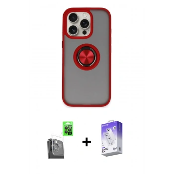 MARSİLYAN™- iPhone 16 Pro Max Kılıf Yörünge Çizgi - Siyah Bilvis 5in1 3D Magic Cam Ekran Koruyucu + Raze Metal Kamera Lens - SH
