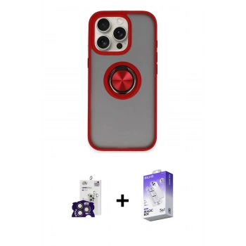 MARSİLYAN™- iPhone 16 Pro Max Kılıf Yörünge Çizgi - Siyah Bilvis 5in1 3D Magic Cam Ekran Koruyucu + Bilvis Titan Kamera Lens - TMGI