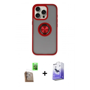 MARSİLYAN™- iPhone 16 Pro Max Kılıf Yörünge Çizgi - Siyah Bilvis 5in1 5D Magic Hayalet Cam Ekran Koruyucu + Raze Metal Kamera Lens - CLTM