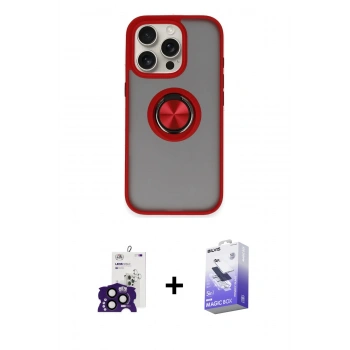 MARSİLYAN™- iPhone 16 Pro Max Kılıf Yörünge Çizgi - Siyah Bilvis 5in1 5D Magic Hayalet Cam Ekran Koruyucu + Bilvis Titan Kamera Lens - SH