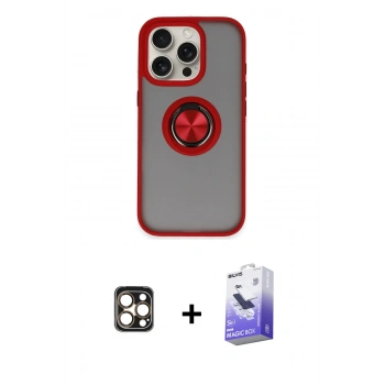 MARSİLYAN™- iPhone 16 Pro Max Kılıf Yörünge Çizgi - Siyah Bilvis 5in1 5D Magic Hayalet Cam Ekran Koruyucu + PVD Metal Kamera Lens - GD