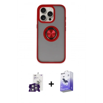 MARSİLYAN™- iPhone 16 Pro Max Kılıf Yörünge Çizgi - Siyah Bilvis 5in1 5D Magic Hayalet Cam Ekran Koruyucu + Bilvis Titan Kamera Lens - GS