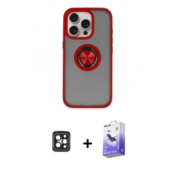 MARSİLYAN™- iPhone 16 Pro Max Kılıf Yörünge Çizgi - Siyah Bilvis 5in1 5D Magic Hayalet Cam Ekran Koruyucu + PVD Metal Kamera Lens - SH
