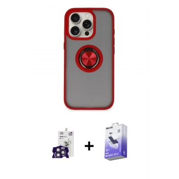 MARSİLYAN™- iPhone 16 Pro Max Kılıf Yörünge Çizgi - Siyah Bilvis 5in1 5D Magic Hayalet Cam Ekran Koruyucu + Bilvis Titan Kamera Lens - TMGI