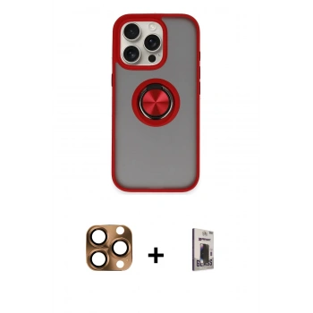 MARSİLYAN™- iPhone 16 Pro Max Kılıf Yörünge Çizgi - Siyah Bilvis Hayalet Cam Ekran Koruyucu + Pers Alüminyum Kamera Lens - CLTM