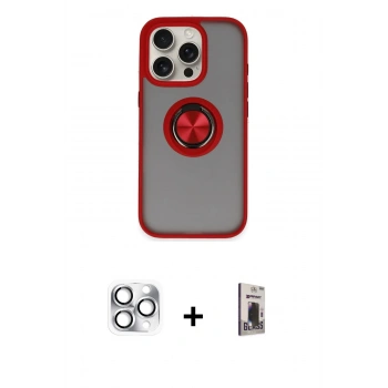 MARSİLYAN™- iPhone 16 Pro Max Kılıf Yörünge Çizgi - Siyah Bilvis Hayalet Cam Ekran Koruyucu + Pers Alüminyum Kamera Lens - GS