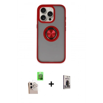MARSİLYAN™- iPhone 16 Pro Max Kılıf Yörünge Çizgi - Siyah Bilvis Hayalet Cam Ekran Koruyucu + Raze Metal Kamera Lens - NLGY