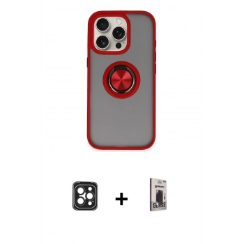 MARSİLYAN™- iPhone 16 Pro Max Kılıf Yörünge Çizgi - Siyah Bilvis Hayalet Cam Ekran Koruyucu + PVD Metal Kamera Lens - SH
