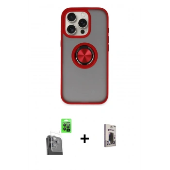 MARSİLYAN™- iPhone 16 Pro Max Kılıf Yörünge Çizgi - Siyah Bilvis Hayalet Cam Ekran Koruyucu + Raze Metal Kamera Lens - SH