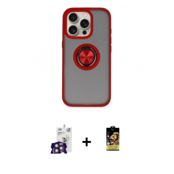 MARSİLYAN™- iPhone 16 Pro Max Kılıf Yörünge Çizgi - Siyah Buffer Cam Ekran Koruyucu + Bilvis Titan Kamera Lens - TMGI