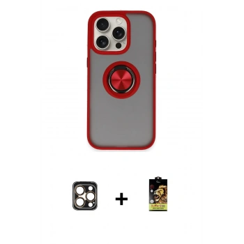 MARSİLYAN™- iPhone 16 Pro Max Kılıf Yörünge Çizgi - Siyah Buffer Cam Ekran Koruyucu + PVD Metal Kamera Lens - GD