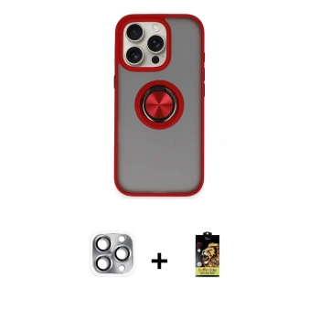 MARSİLYAN™- iPhone 16 Pro Max Kılıf Yörünge Çizgi - Siyah Buffer Cam Ekran Koruyucu + Pers Alüminyum Kamera Lens - GI