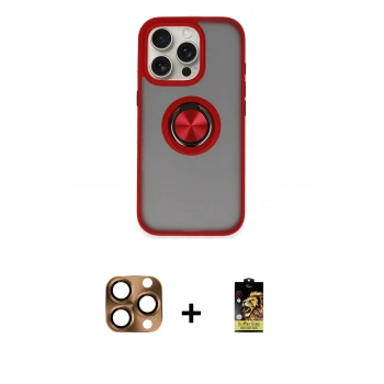 MARSİLYAN™- iPhone 16 Pro Max Kılıf Yörünge Çizgi - Siyah Buffer Cam Ekran Koruyucu + Pers Alüminyum Kamera Lens - CLTM