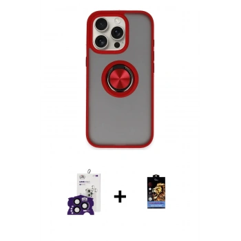 MARSİLYAN™- iPhone 16 Pro Max Kılıf Yörünge Çizgi - Siyah Buffer Hayalet Cam Ekran Koruyucu + Bilvis Titan Kamera Lens - SH