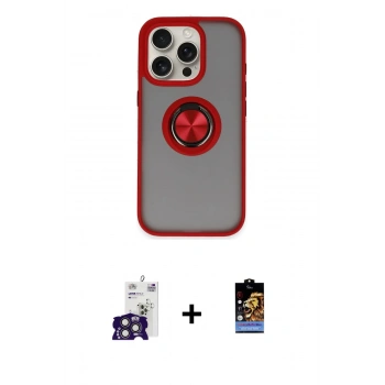 MARSİLYAN™- iPhone 16 Pro Max Kılıf Yörünge Çizgi - Siyah Buffer Hayalet Cam Ekran Koruyucu + Bilvis Titan Kamera Lens - TMGI