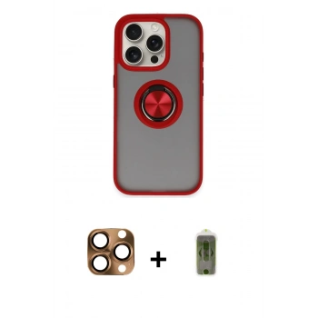 MARSİLYAN™- iPhone 16 Pro Max Kılıf Yörünge Çizgi - Siyah Joko Magic 5D Hayalet Cam + Pers Alüminyum Kamera Lens - CLTM