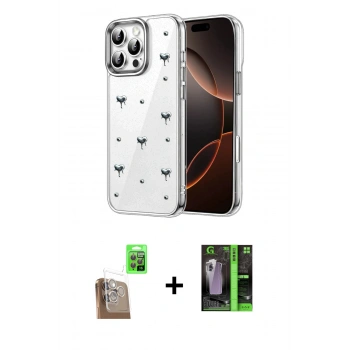MARSİLYAN™- iPhone 16 Pro Max Kılıf Yörünge Form - Şeffaf 360 Full Body Arka Koruyucu + Raze Metal Kamera Lens - CLTM