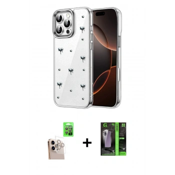 MARSİLYAN™- iPhone 16 Pro Max Kılıf Yörünge Form - Şeffaf 360 Full Body Arka Koruyucu + Raze Metal Kamera Lens - NLGY