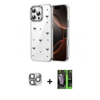 MARSİLYAN™- iPhone 16 Pro Max Kılıf Yörünge Form - Şeffaf 360 Full Body Arka Koruyucu + Pers Alüminyum Kamera Lens - GI