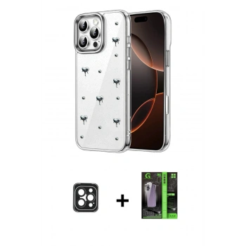 MARSİLYAN™- iPhone 16 Pro Max Kılıf Yörünge Form - Şeffaf 360 Full Body Arka Koruyucu + PVD Metal Kamera Lens - SH