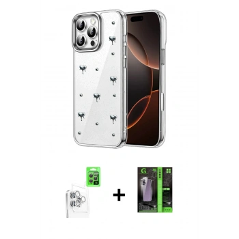 MARSİLYAN™- iPhone 16 Pro Max Kılıf Yörünge Form - Şeffaf 360 Full Body Arka Koruyucu + Raze Metal Kamera Lens - BZ