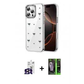 MARSİLYAN™- iPhone 16 Pro Max Kılıf Yörünge Form - Şeffaf 360 Full Body Arka Koruyucu + Bilvis Titan Kamera Lens - TMGI