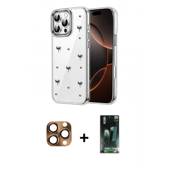 MARSİLYAN™- iPhone 16 Pro Max Kılıf Yörünge Form - Siyah 360 Mat Full Body Arka Koruyucu + Pers Alüminyum Kamera Lens - CLTM